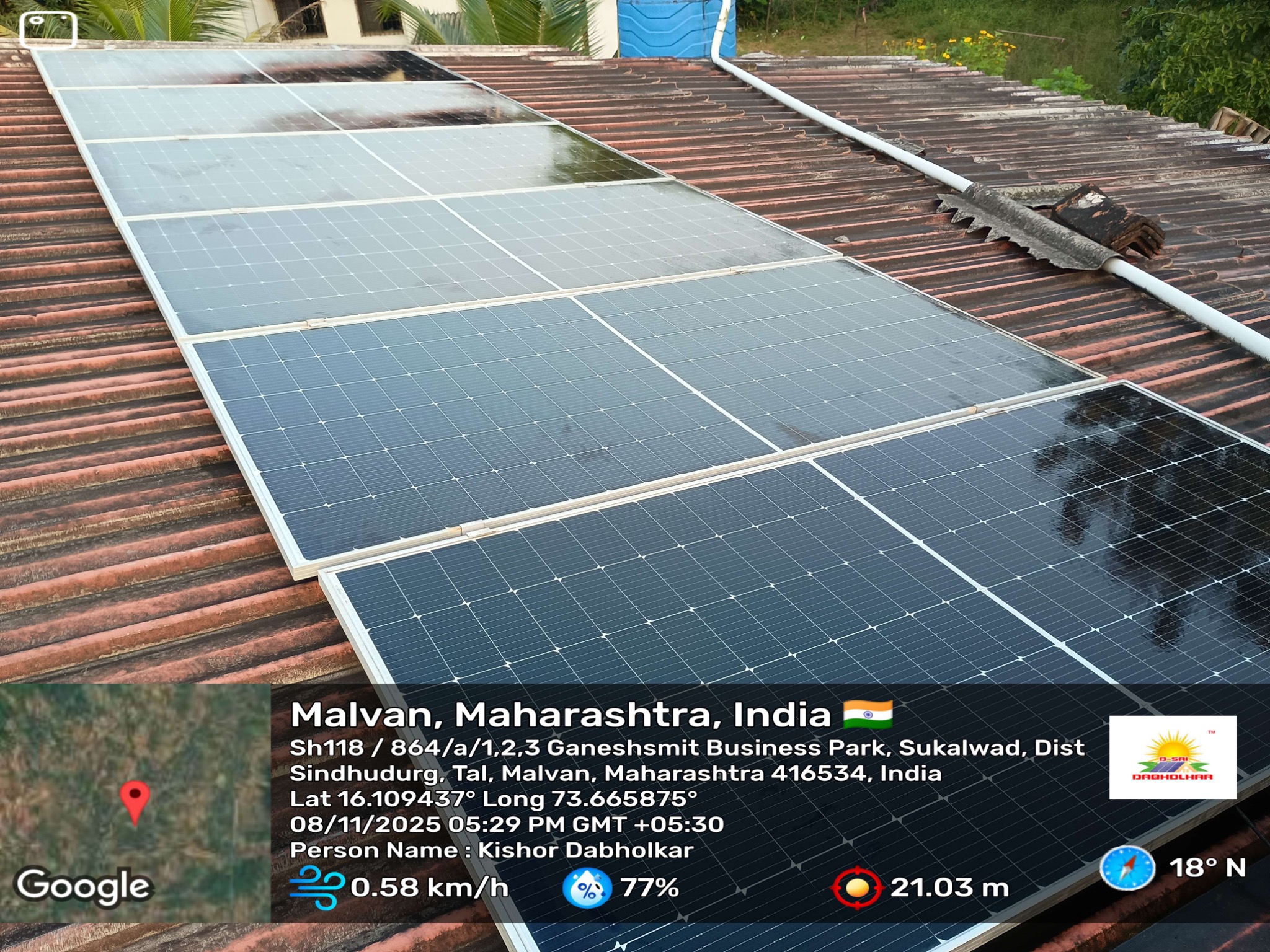 Solar rooftop installation in Kudal area