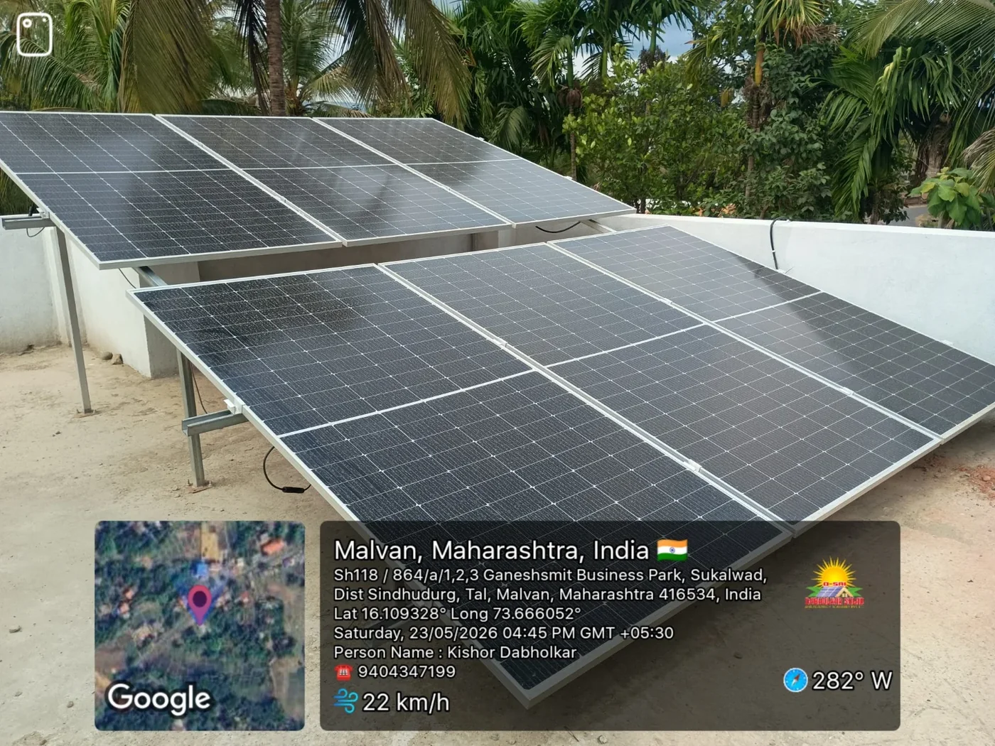 Rooftop solar installation by Dabholkar Solar at Malvan, Sindhudurg, Maharashtra