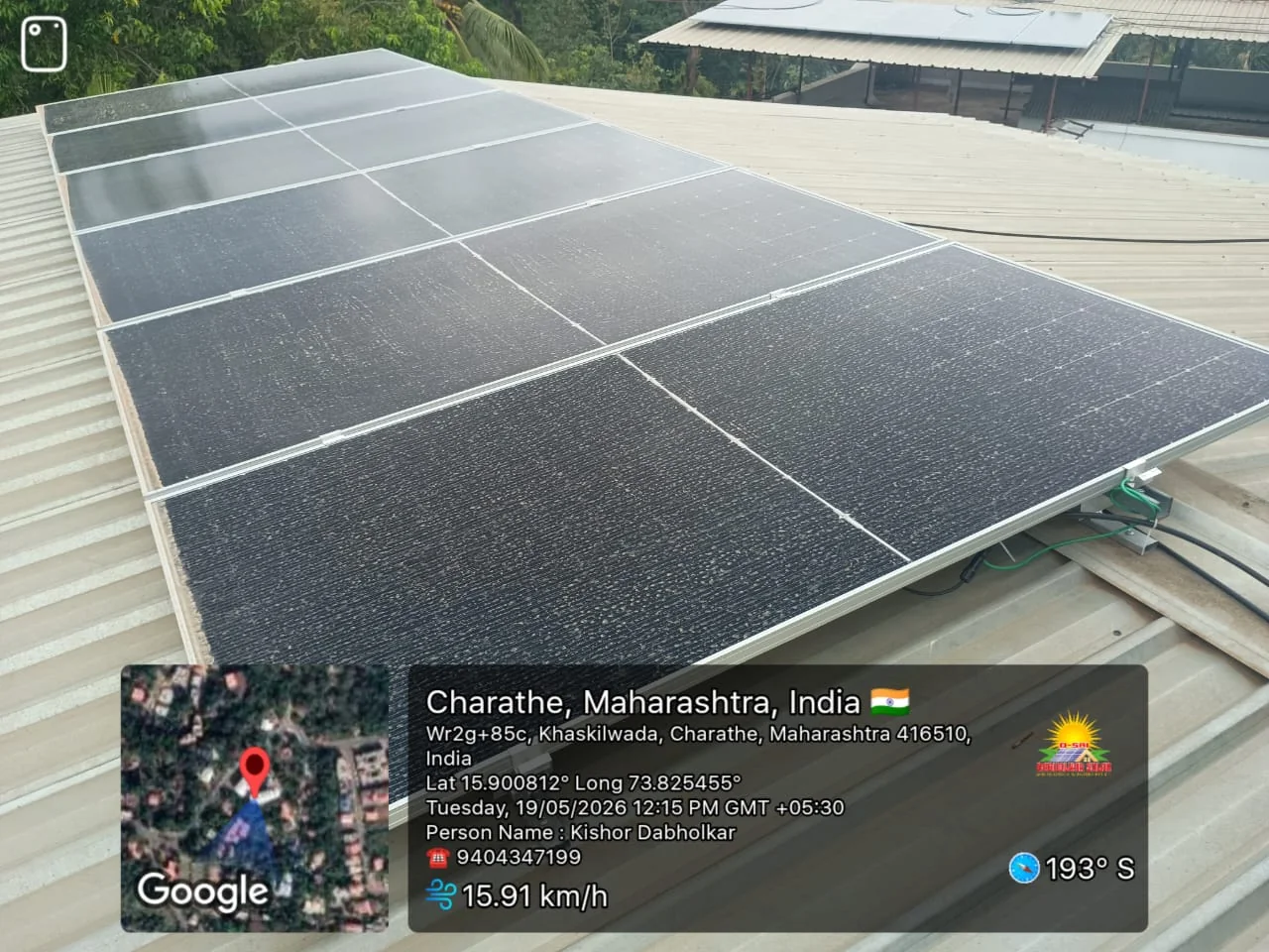 Rooftop solar installation by Dabholkar Solar at Charathe, Sindhudurg, Maharashtra