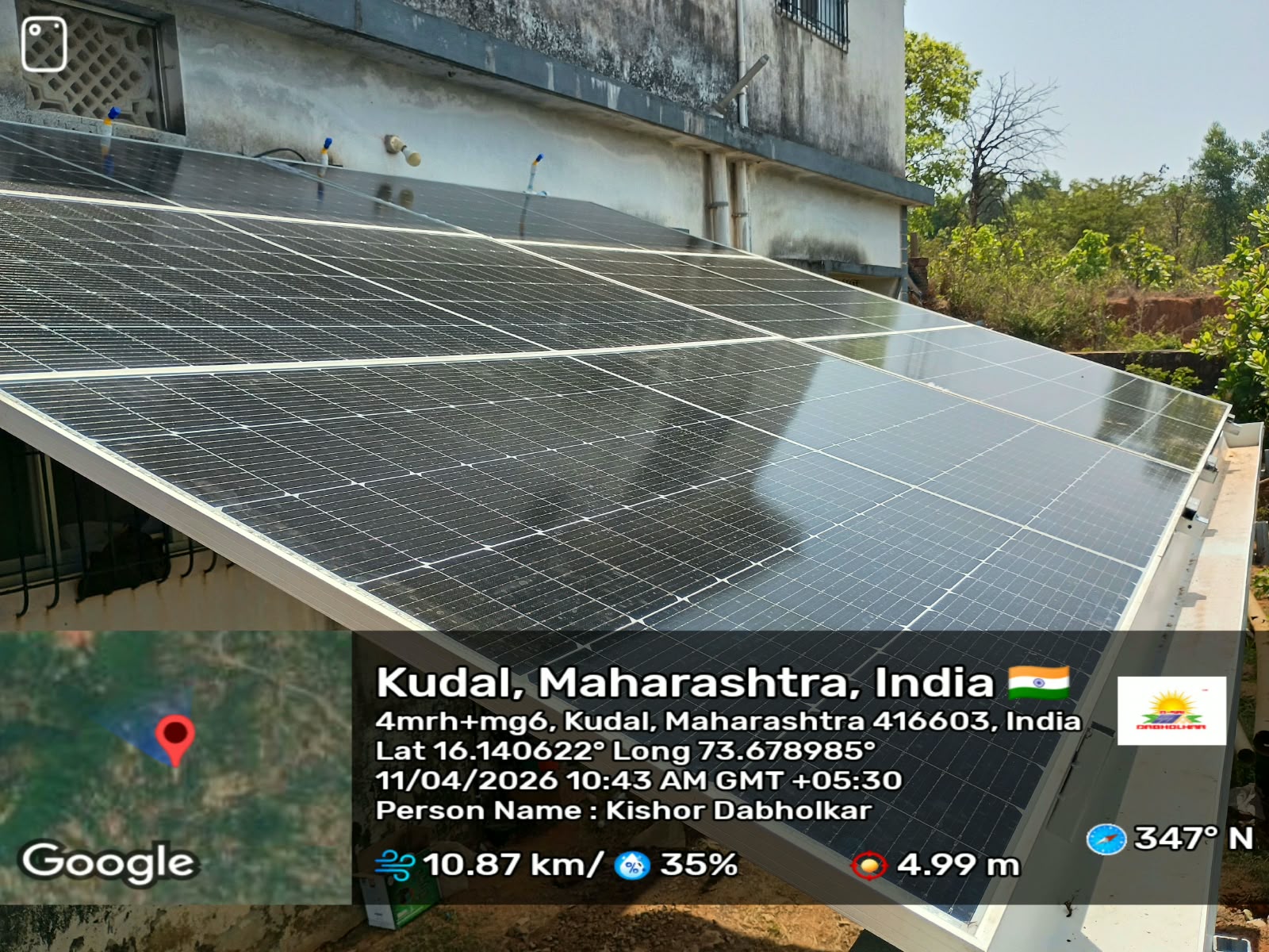 Solar rooftop installation in Kudal, Maharashtra